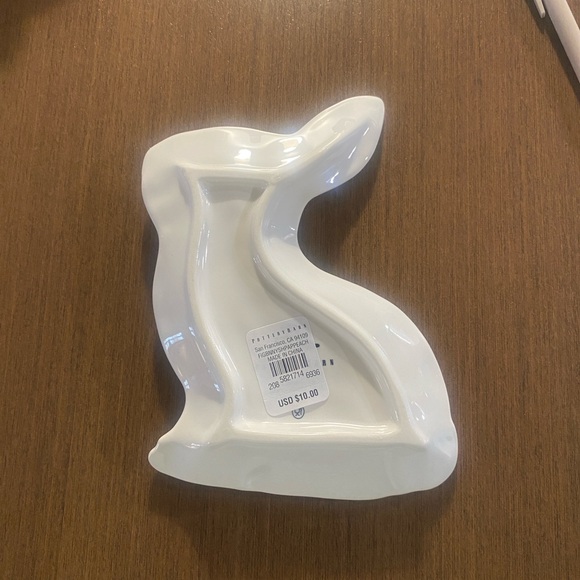 Pottery Barn White Ceramic Bunny dish. NWT Perfect for Spring or Easter. - Picture 3 of 3